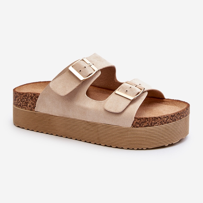 Flip Flops för kvinnor med spännen Beige Lolpey 1