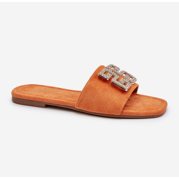 Plattklackade flip-flops för kvinnor med dekoration, orange inaile 1