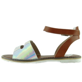 Sandaler hologram ränder 2015L-139-3W Silver brun grå 2