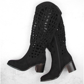 Svarta genombrutna stövlar för kvinnor Jezzi RMR2337-6 1
