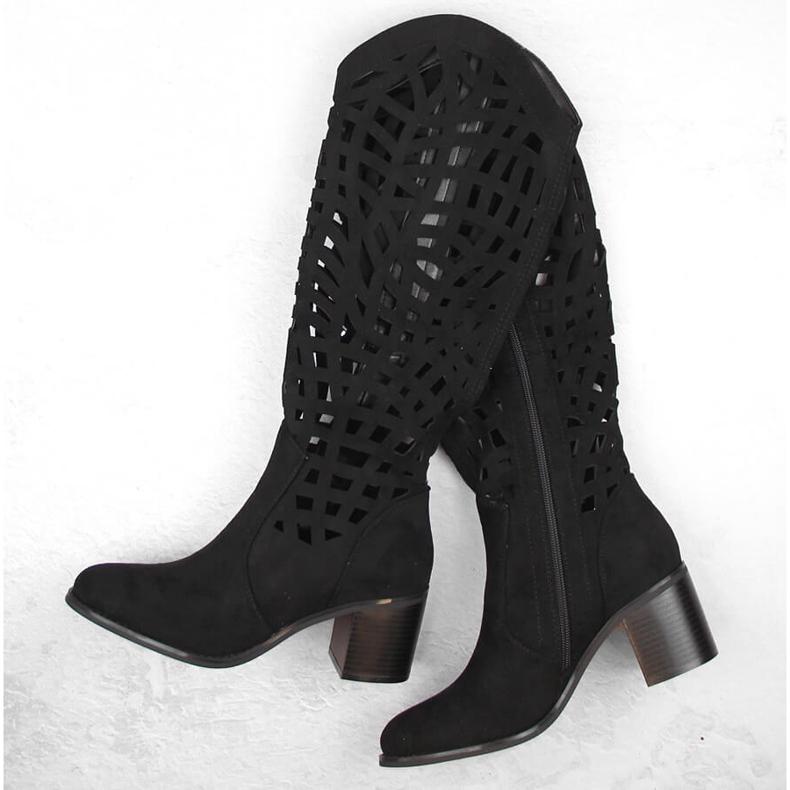 Svarta genombrutna stövlar för kvinnor Jezzi RMR2337-6 1