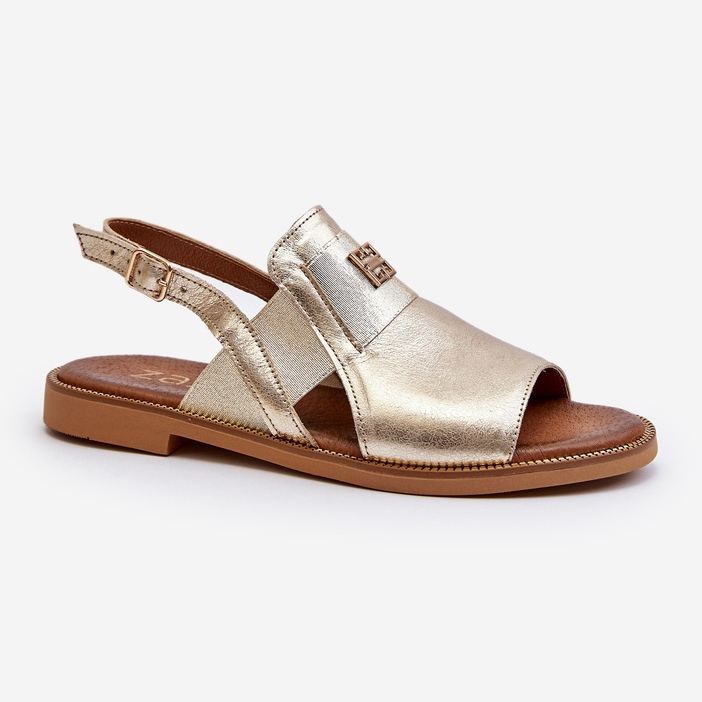 Zazoo 40385 Skinnsandaler för kvinnor Guld gyllene 1