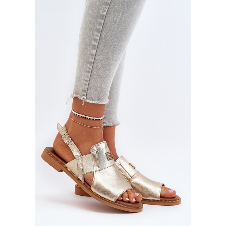 Zazoo 40385 Skinnsandaler för kvinnor Guld gyllene 2