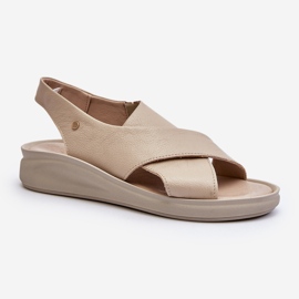 Zazoo 40392 Lädersandaler för kvinnor, beige 1