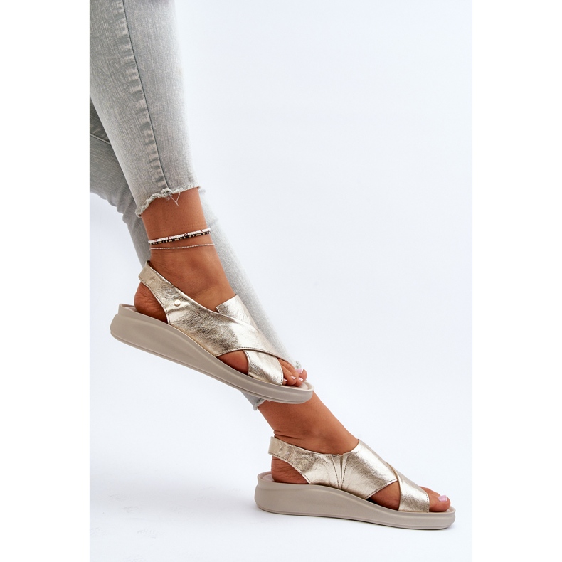Zazoo 40392 Lädersandaler för kvinnor Guld gyllene 1