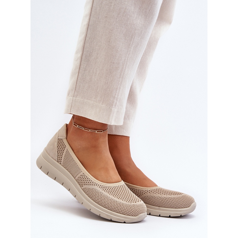 Beige Aviaba Balett Flats På Plattform Och Kil 2