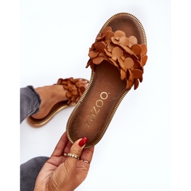 Zazoo 40381 läderflip-flops för kvinnor med platt klack, brun 1