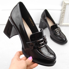 Högklackade lackskor för kvinnor, svarta, Vinceza 63509 1