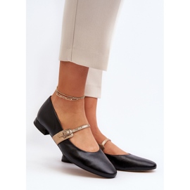 Platta ballerinor i läder för kvinnor Laura Messi 2774 Svart 2