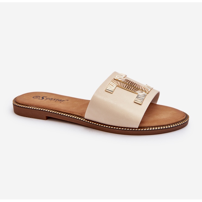 Seastar Beige flip flops för kvinnor med dekoration Ollavia 2