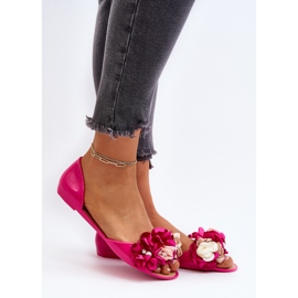 Kvinnors gummiballerinor med blommor Fuchsia Junikla rosa 2