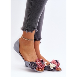 Dam Gummi Ballerinas Med Blommor Grå Junikla 2