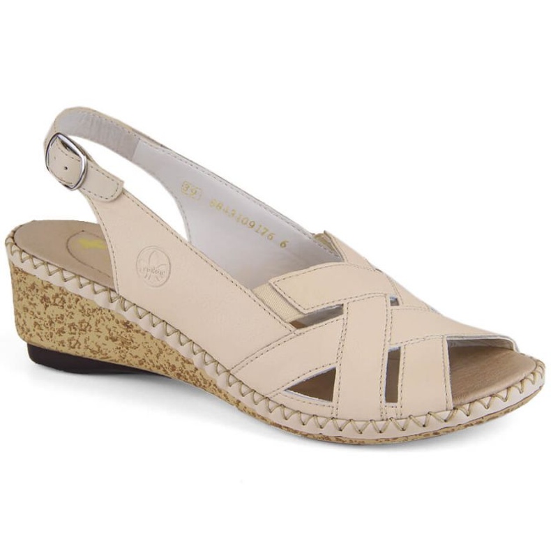 Bekväma lädersandaler Rieker W RKR682, beige 1