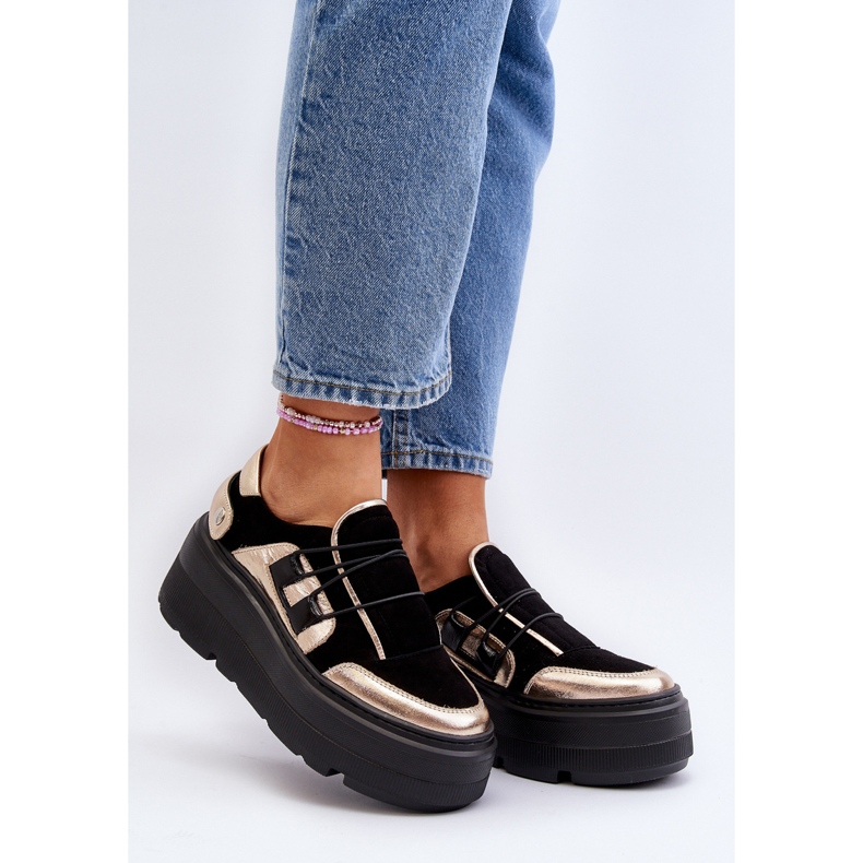 Zazoo 1833 Sneakers i läder för kvinnor på en massiv sula, svart 2