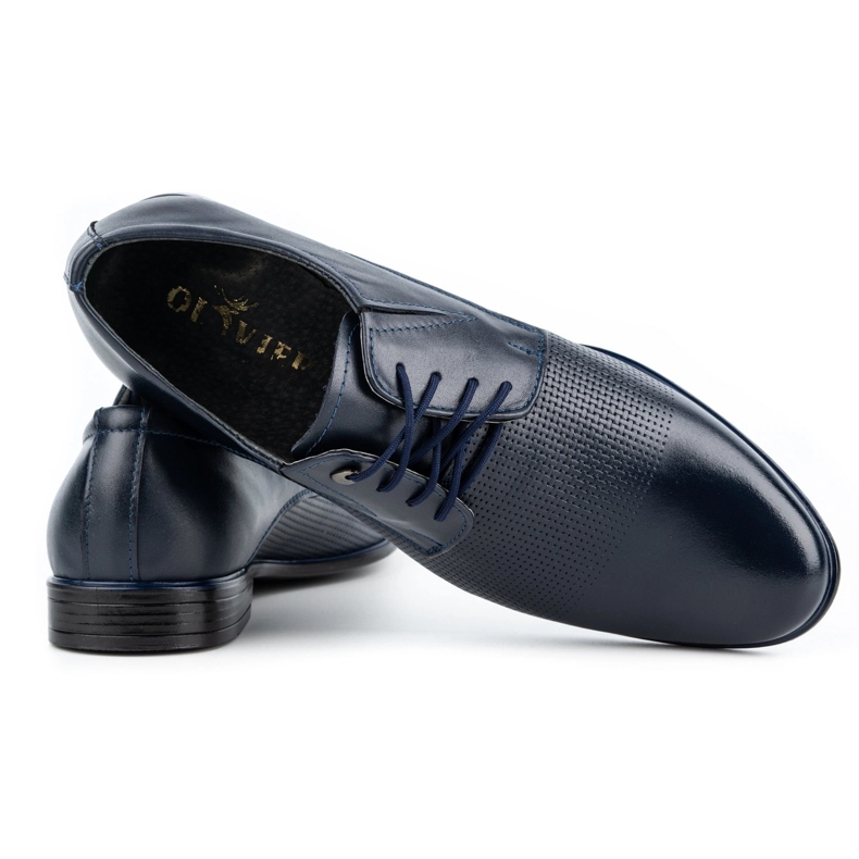 Olivier Eleganta läderskor för män 302T3, marinblå 3