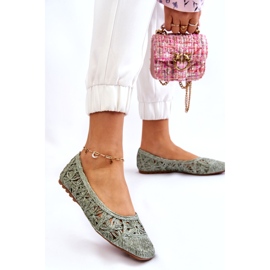 Seastar Genombrutna Fashionabla genombrutna gröna ballerinor 1