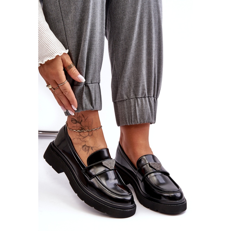 Loafers med platt klack för kvinnor, svarta 4