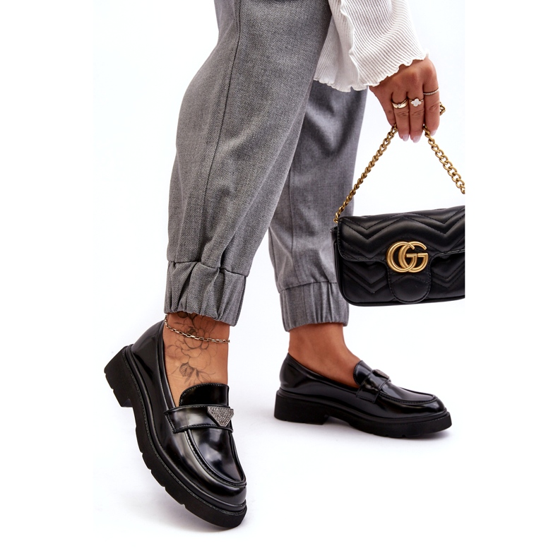 Loafers med platt klack för kvinnor, svarta 2