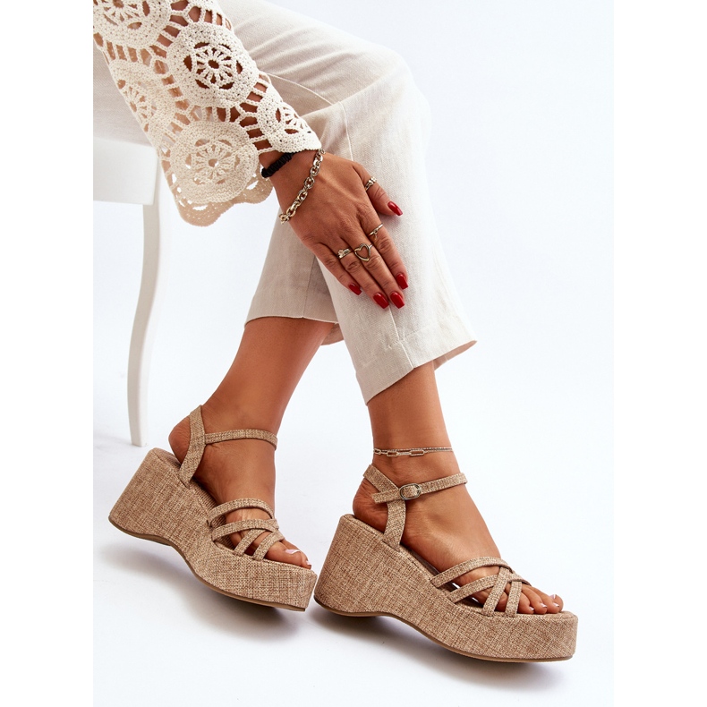 Beige Platform och Wedge Sandaler Oporia 1