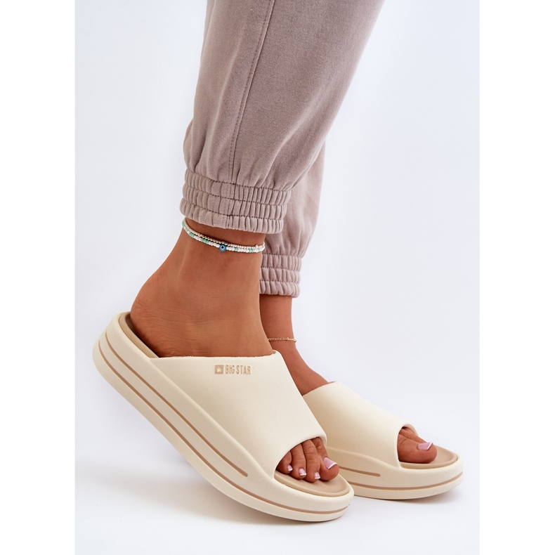 Flipflops för kvinnor på Big Star Platform NN274A034 Beige 2
