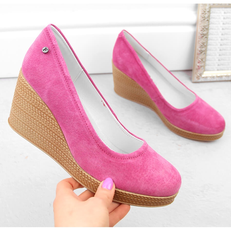 Lädermocka dam wedge skor fuchsia Filippo DP3521 rosa 1