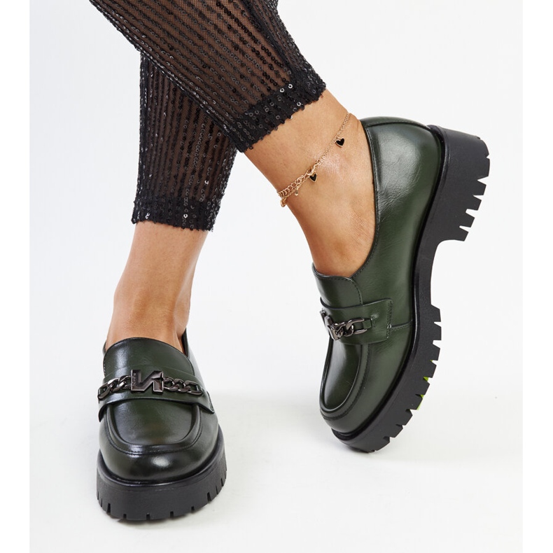 Vinceza gröna loafers i läder 2