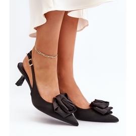 Svarta Ozena höga klackar med dekoration 2