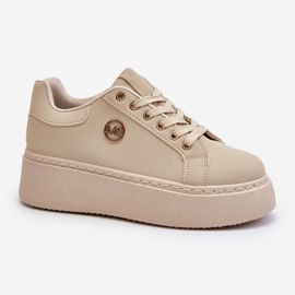 Platform Sneakers dam Beige Eshen 1