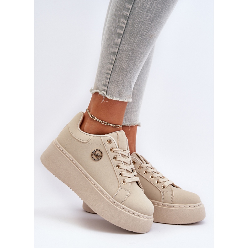 Platform Sneakers dam Beige Eshen 2