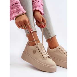 Beige Låg Platform Sneakers Dam Telirra 1