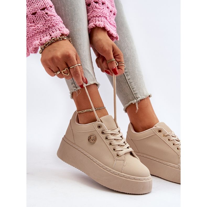 Beige Låg Platform Sneakers Dam Telirra 1