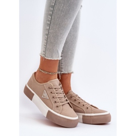 Beige Enalae Låga Sneakers för kvinnor 2