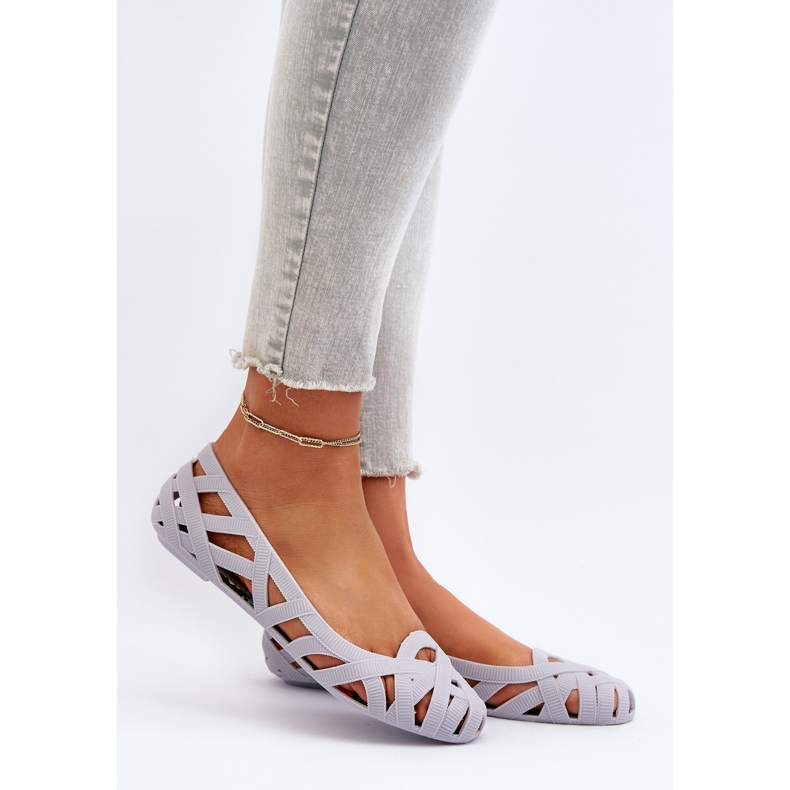 Gummi ballerinaskor för kvinnor Grå Salam 2