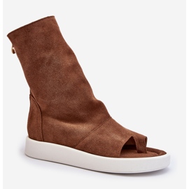Zazoo 3441 damsandaler i mocka med brun ovandel 1