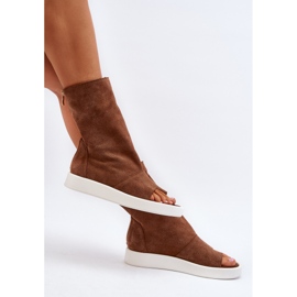 Zazoo 3441 damsandaler i mocka med brun ovandel 7
