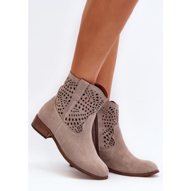 Zazoo 3305/2 genombrutna cappuccinostövlar för kvinnor beige 2