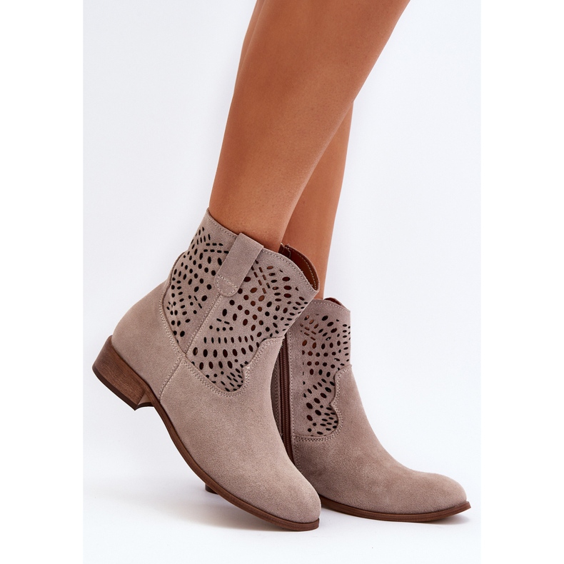 Zazoo 3305/2 genombrutna cappuccinostövlar för kvinnor beige 2