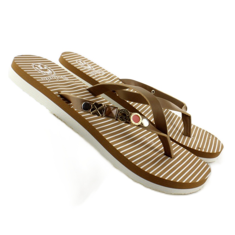Flipflops med dekorerat skärp B762 Beige 2