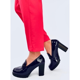 Hyett Mörkblå mockasiner med patentklack 2