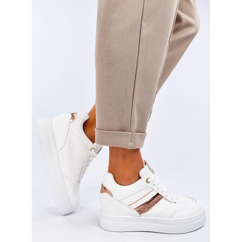 Eyson WHITE/CHAMPAGNE wedge sneakers vit 2