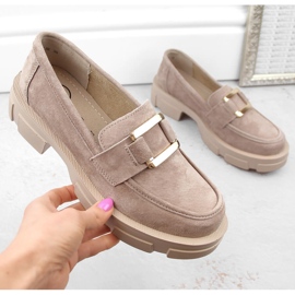 Skor i mocka i läder, beige mockasiner för kvinnor Filippo DP6099 1