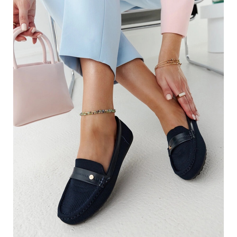 Marinblå tyg loafers från Fombio 1