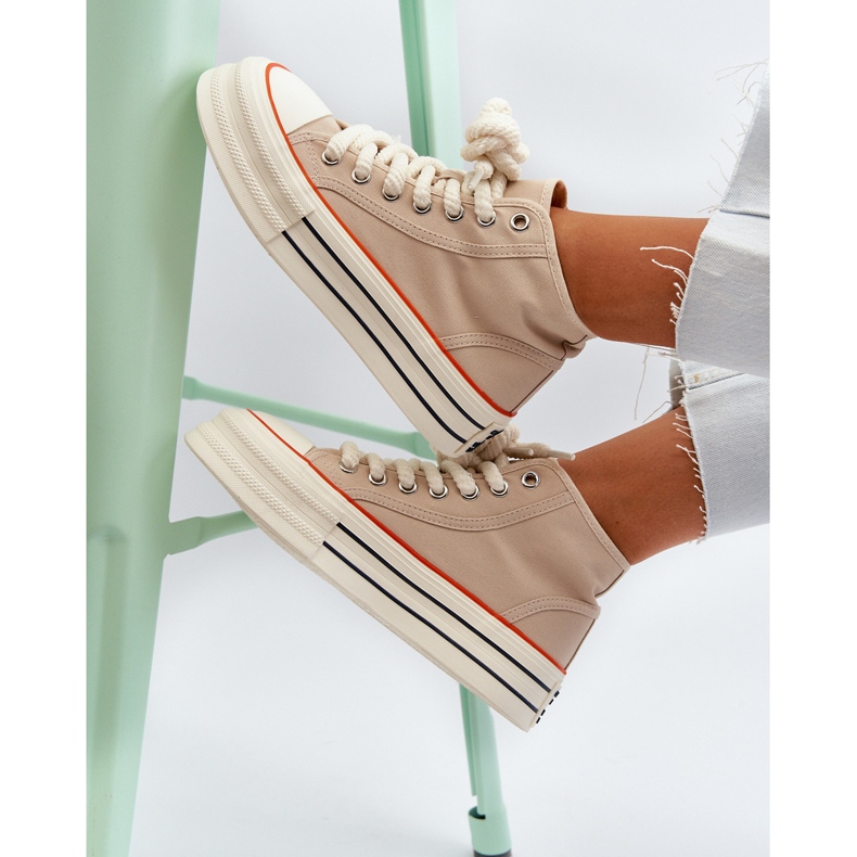Platform Sneakers dam Beige Aineri 2