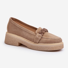 Zazoo 3429/W Mockasin för kvinnor med dekoration, Beige 1