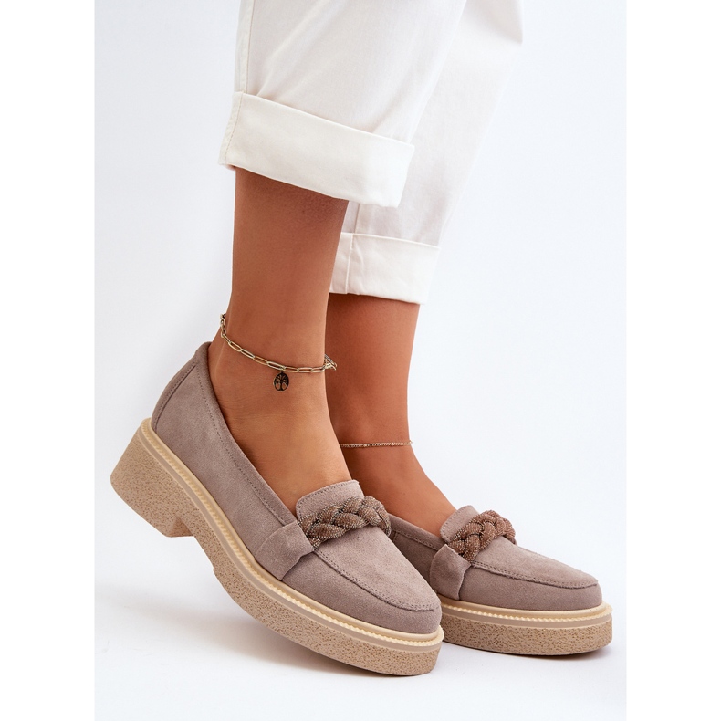 Zazoo 3429/W Mockasiner för kvinnor med Cappuccino-dekoration beige 2