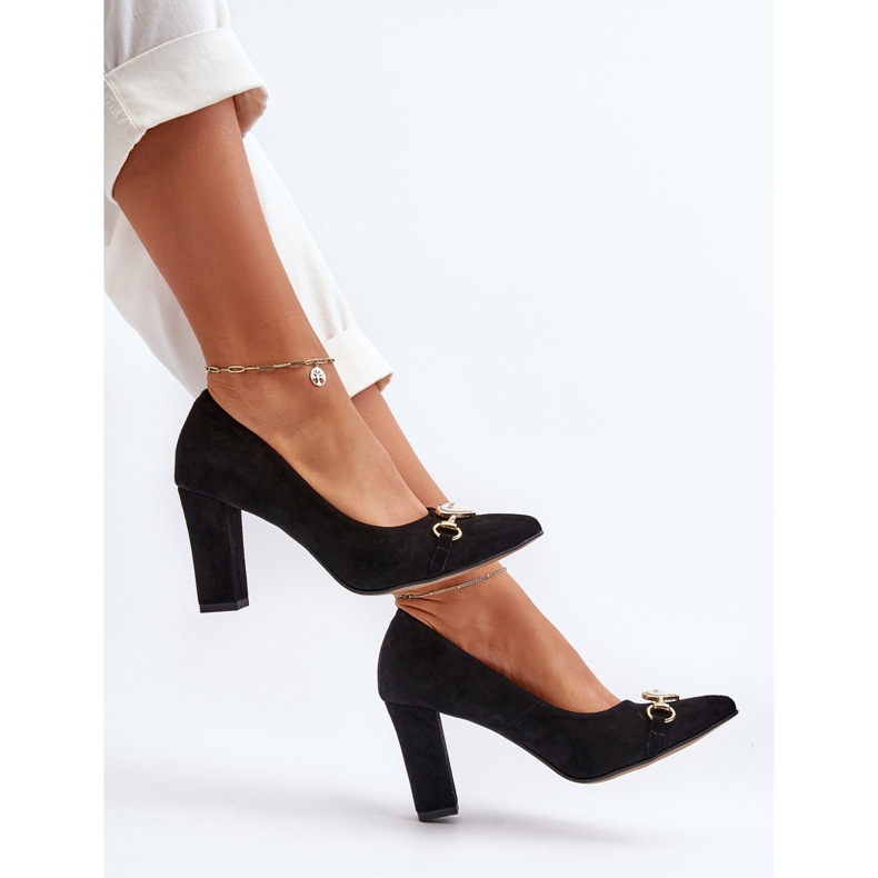 Zazoo 2453/OS Mocka Pumps på en klack med ett hjärta, svart 2