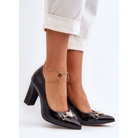 Zazoo 2453/OS Läderpumpar på en klack med ett hjärta, svart 2