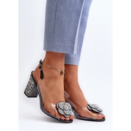 Transparenta högklackade sandaler med dekorationer S.Barski MR38-356 Svart färglös 1