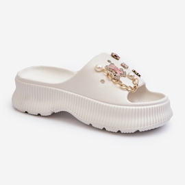 Kvinnors flip-flops med dekorationer, vit Afariana 1