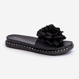 Damflip-flops dekorerade med blommor Svart Cellanen 1